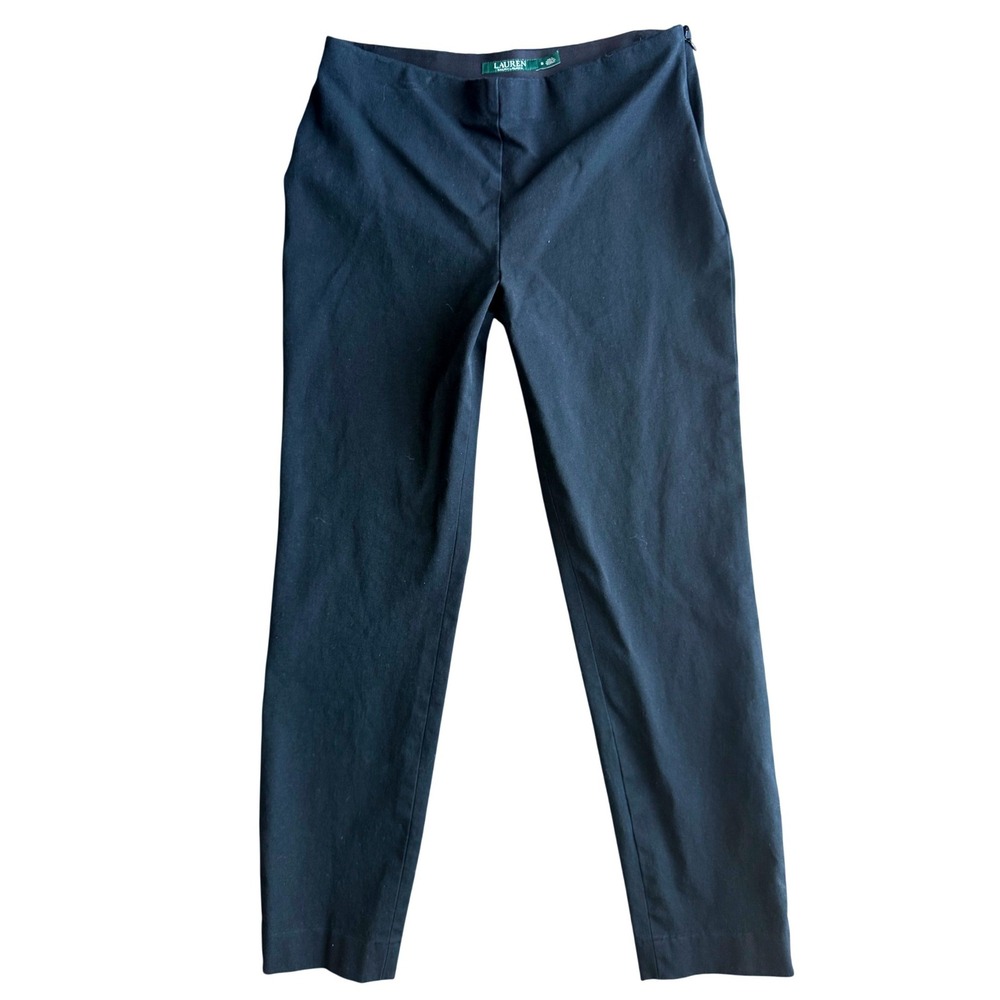 Lauren Ralph Lauren Black Slim Ankle Pants Side Zip Workwear Office Size 8